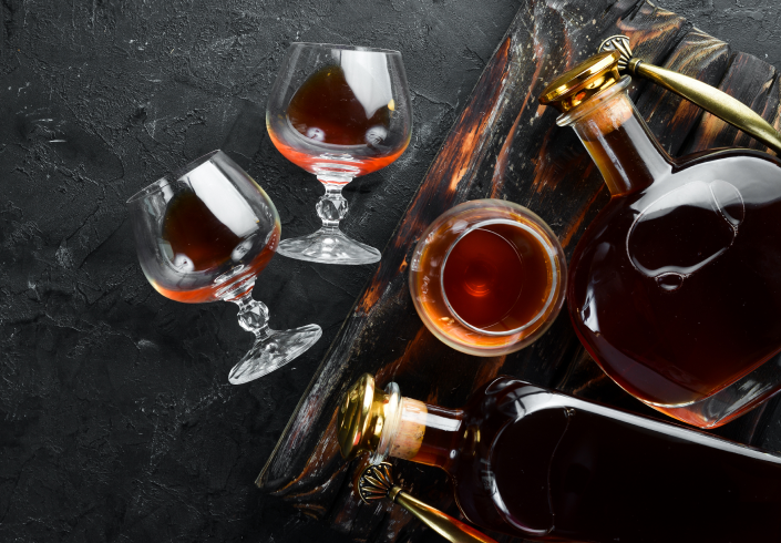glasses and bottles