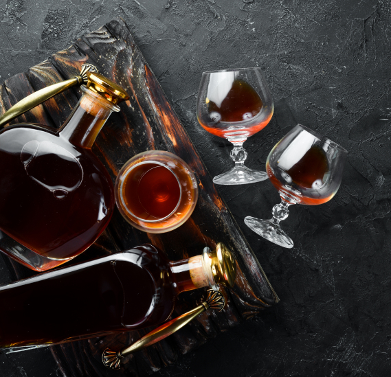 bottles and glasses
